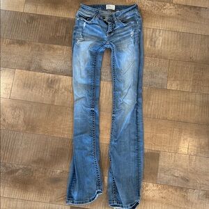 BKE Women's Distressed Blue Boot Cut Jeans